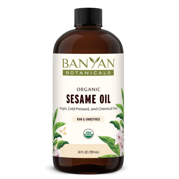 Banyan Botanicals Sesame Oil – Organic & Unrefined Sesame Oil for Skin, Body, Hair & More – Multiple Sizes – 8 oz – Non GMO Sustainably Sourced Vegan