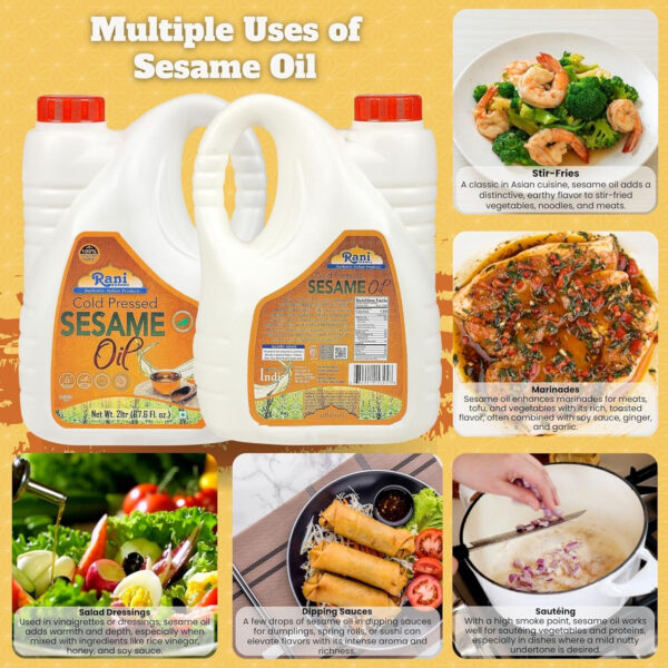 Rani Sesame Oil 169 Ounce (5 Liter) Cold Pressed | 100% Natural | NON-GMO | Kosher | Vegan | Gluten Free