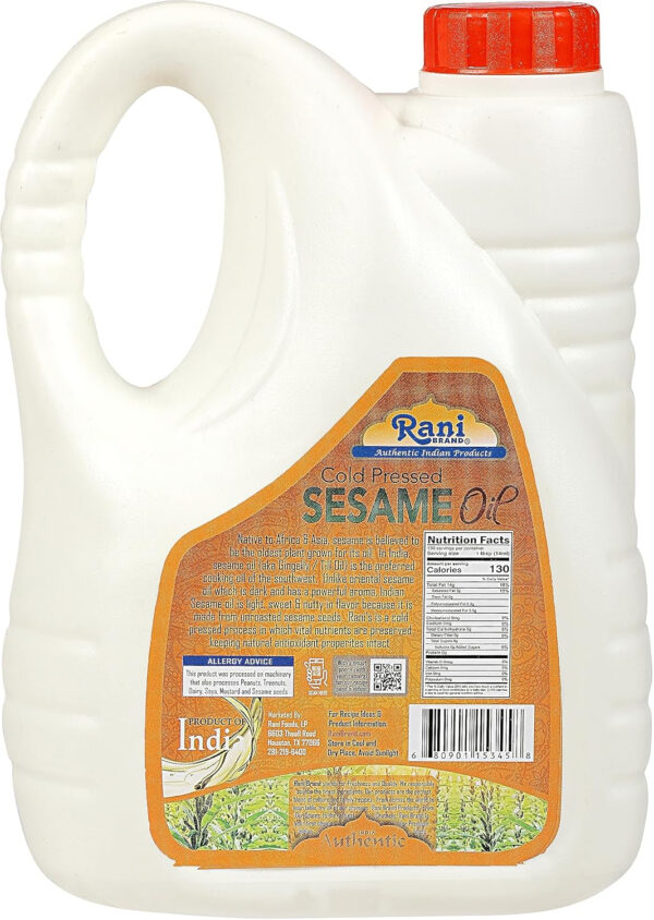 Rani Sesame Oil 169 Ounce (5 Liter) Cold Pressed | 100% Natural | NON-GMO | Kosher | Vegan | Gluten Free