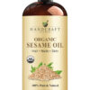 Handcraft Blends Organic Sesame Oil - 8 Fl Oz - 100% Pure and Natural - Premium Grade Carrier Oil for Skin and Hair - Hair and Body - Massage - Expeller-Pressed and Hexane-Free