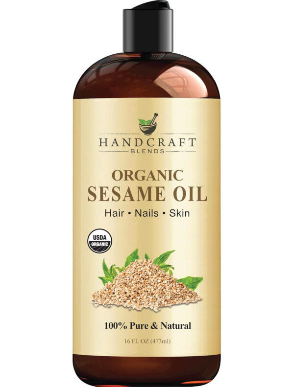 Handcraft Blends Organic Sesame Oil - 8 Fl Oz - 100% Pure and Natural - Premium Grade Carrier Oil for Skin and Hair - Hair and Body - Massage - Expeller-Pressed and Hexane-Free
