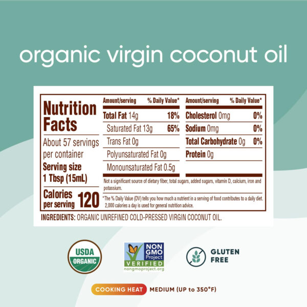 Nutiva Organic Coconut Oil, 29 Fl Oz - USDA Organic Cold Pressed Unrefined Extra Virgin Coconut for Cooking, Skin, Hair, Massage, and Oil Pulling. Contains Natural MCT