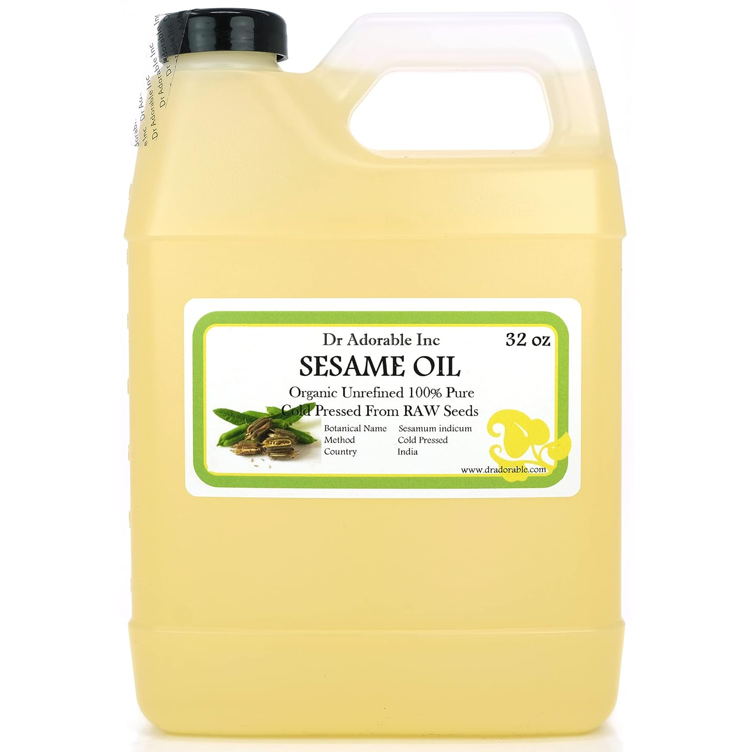 Dr Adorable - 32 oz - Sesame Seed Oil From RAW Seed - Unrefined 100% Pure Natural Organic Cold Pressed
