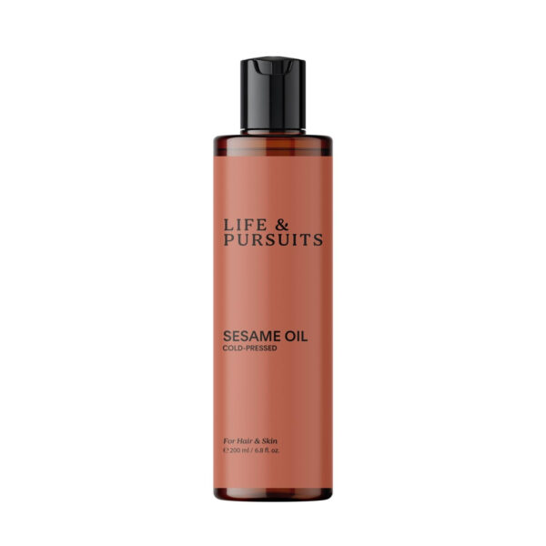 6894587d5e58719c449286d600db66a591032b4b9f1386f5067a2.jpg Life & Pursuits 100% Cold-Pressed Unrefined Sesame Oil - Nourishing Oil for Hair and Skin, Promotes Radiance, Moisture, and Healthy Growth for Men & Women (6.76 Fl Oz)