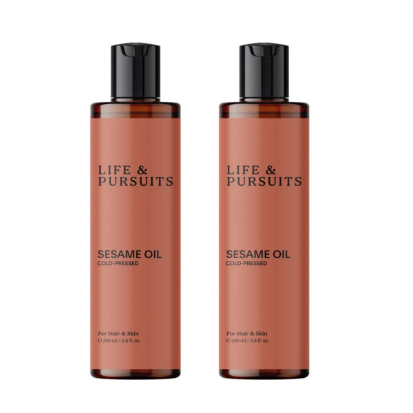 6894588b3eac9a44279717721cd406ef70e437b0964a22c104c32.jpg Life & Pursuits 100% Cold-Pressed Unrefined Sesame Oil - Nourishing Oil for Hair and Skin, Promotes Radiance, Moisture, and Healthy Growth for Men & Women (6.76 Fl Oz)