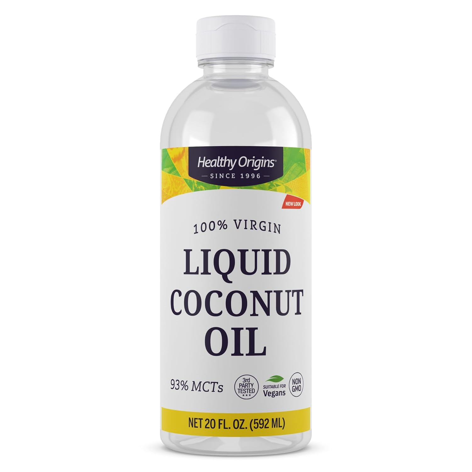 Healthy Origins Coconut Oil, Liquid (100% Virgin) - Virgin, Unrefined, Cold-Pressed Liquid Coconut Oil - 93% MCTs - Centrifuge Extracted Coconut Oil - 20 fl Oz
