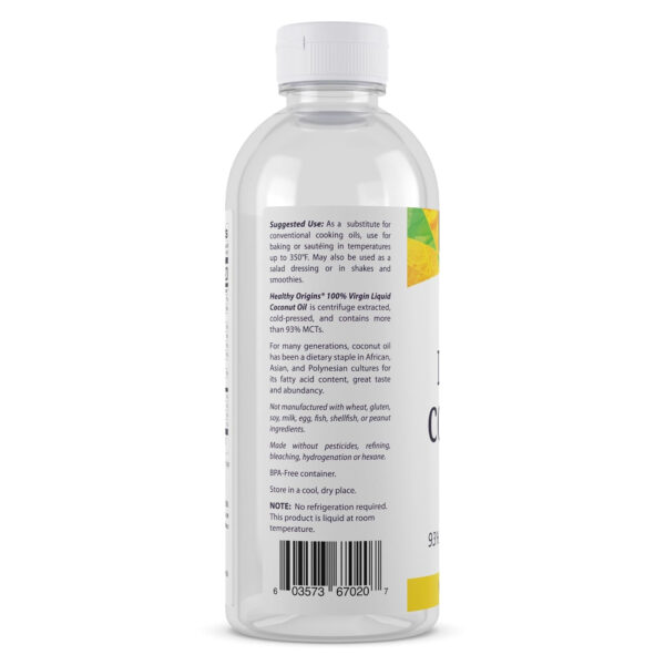 Healthy Origins Coconut Oil, Liquid (100% Virgin) - Virgin, Unrefined, Cold-Pressed Liquid Coconut Oil - 93% MCTs - Centrifuge Extracted Coconut Oil - 20 fl Oz