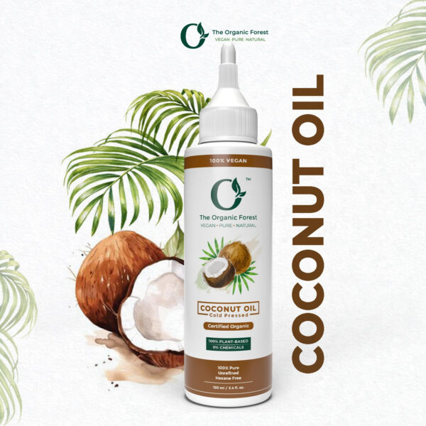 100% Pure & Organic Coconut Oil for Hair, Skin & Body – Cold-Pressed, Unrefined and Natural – Nourishing & Strengthening Oil – Vegan & Chemical-Free – 3.4 fl. oz