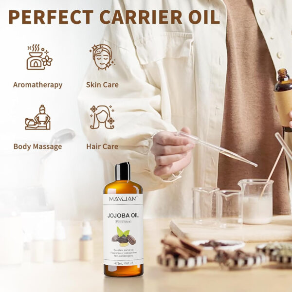 Organic Fractionated Coconut Oils Liquid 16oz, 100% Pure & Natural USDA Certified Cold Pressed Coconut Carrier Oil for Face Skin & Hair Moisturizing, Body Massage Oil for Essential Oils Mixing