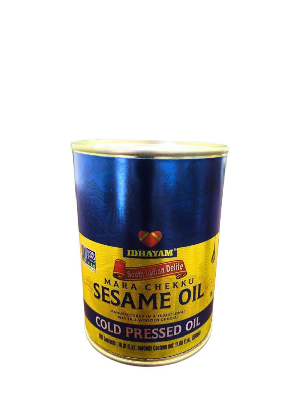 Sesame Oil Cold Pressed Oil 500ml/16.91 Fl.Oz *NON-GMO Verified*/Product of India/Made using traditional mara-chekku method