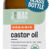 J MAC BOTANICALS, Organic Castor Oil Cold Pressed (Glass Bottle, 8 oz) pure unrefined, hexane free for face, skin, eyelashes, pack wraps, pads