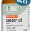 J MAC BOTANICALS, Organic Castor Oil Cold Pressed (Glass Bottle, 8 oz) pure unrefined, hexane free for face, skin, eyelashes, pack wraps, pads
