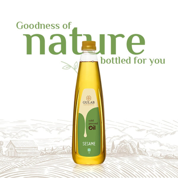 Gulab Cold Pressed Sesame Oil - 33.81 FL OZ (1L) | Gingelly Oil | Cooking Oil | 100% Pure and Natural | Wood Pressed
