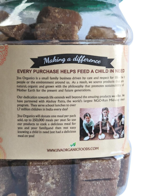 Jiva Organics Organic Jaggery Whole (Gur, Panela) 1 LB (454g) Cubes - Raw Wholesome Sugar/Organic Sugarcane - *NEW*