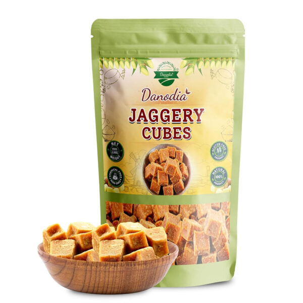689462820d0936cbfebbe14fa5963c3d32b23126fbfa222a65b14.jpg Danodia Foods Organic Jaggery Cubes 1 lb (450g), Pure & Natural, No Additives Sweetener, Vegan & Gluten-Free, Nutrient-Rich Alternative to Refined Sugar for Tea & Coffee, Indian Origin