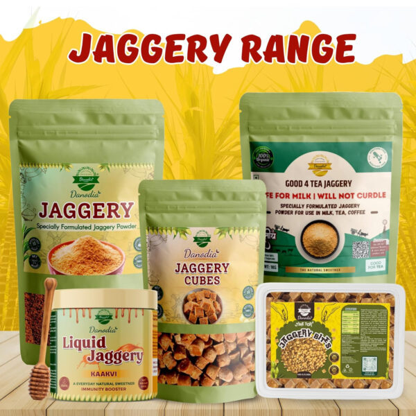 689462921fb5d22ee5a69e3e1e1163bf27a94fbd683f695f9476c.jpg Danodia Foods Organic Jaggery Cubes 1 lb (450g), Pure & Natural, No Additives Sweetener, Vegan & Gluten-Free, Nutrient-Rich Alternative to Refined Sugar for Tea & Coffee, Indian Origin