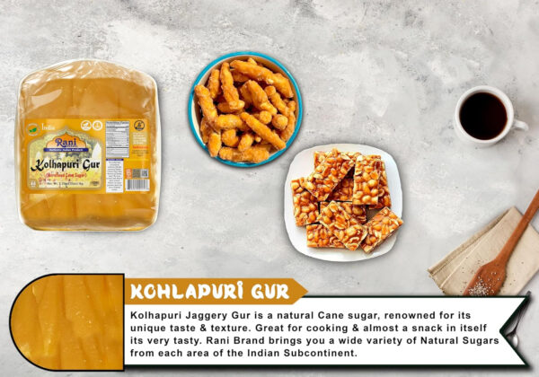 Rani Kolhapuri Gur (Jaggery) 35oz (2.2bs) 1kg ~ Unrefined Cane Sugar, No Color added, Gluten Friendly | Vegan | NON-GMO | Kosher | No Salt or fillers