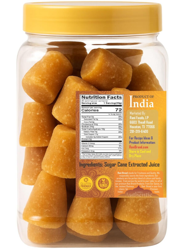 Rani Kolhapuri Gur (Jaggery) 35oz (2.2bs) 1kg ~ Unrefined Cane Sugar, No Color added, Gluten Friendly | Vegan | NON-GMO | Kosher | No Salt or fillers