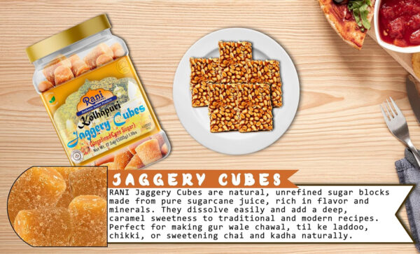 Rani Kolhapuri Gur (Jaggery) 35oz (2.2bs) 1kg ~ Unrefined Cane Sugar, No Color added, Gluten Friendly | Vegan | NON-GMO | Kosher | No Salt or fillers