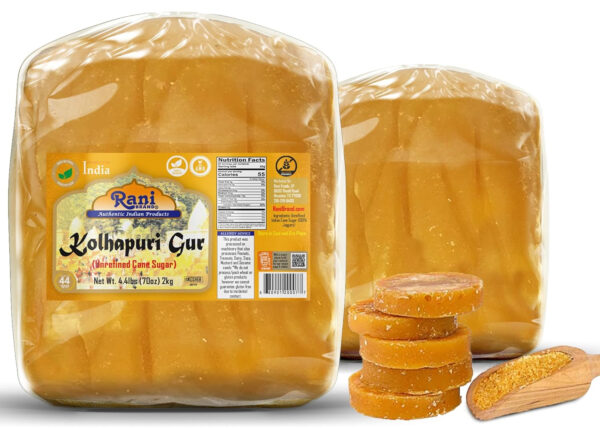 Rani Kolhapuri Gur (Jaggery) 35oz (2.2bs) 1kg ~ Unrefined Cane Sugar, No Color added, Gluten Friendly | Vegan | NON-GMO | Kosher | No Salt or fillers