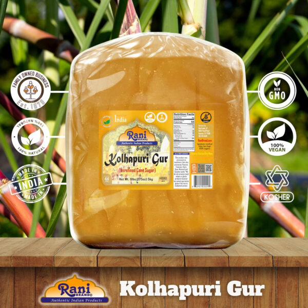 Rani Kolhapuri Gur (Jaggery) 35oz (2.2bs) 1kg ~ Unrefined Cane Sugar, No Color added, Gluten Friendly | Vegan | NON-GMO | Kosher | No Salt or fillers