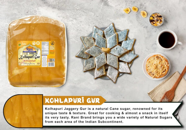 Rani Kolhapuri Gur (Jaggery) 35oz (2.2bs) 1kg ~ Unrefined Cane Sugar, No Color added, Gluten Friendly | Vegan | NON-GMO | Kosher | No Salt or fillers
