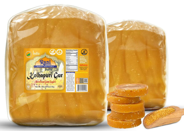 Rani Kolhapuri Gur (Jaggery) 35oz (2.2bs) 1kg ~ Unrefined Cane Sugar, No Color added, Gluten Friendly | Vegan | NON-GMO | Kosher | No Salt or fillers