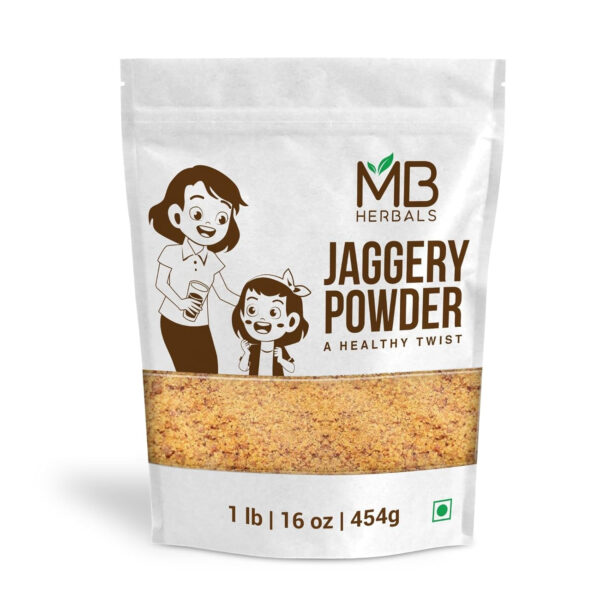 MB Herbals Jaggery Powder 1 lb 16 oz 454g | Raw Untreated Jaggery Powder | No Anti-Caking Agent Used | No Preservative