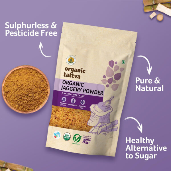68946502396233c768660030bb56848ae8fdc9563e8921448be79.jpg Organic Tattva Jaggery Powder, 500g USDA Certified