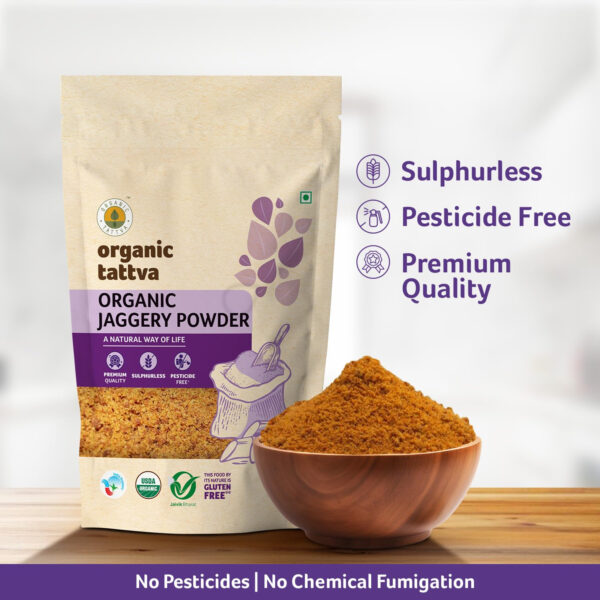 68946504c5a39e1c2222750764c146ced43cd63b8b64a88cafddf.jpg Organic Tattva Jaggery Powder, 500g USDA Certified