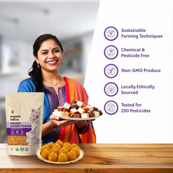 689465061c1759e43dd79d2a499717baead528cad2f3fe3e57b58.jpg Organic Tattva Jaggery Powder, 500g USDA Certified