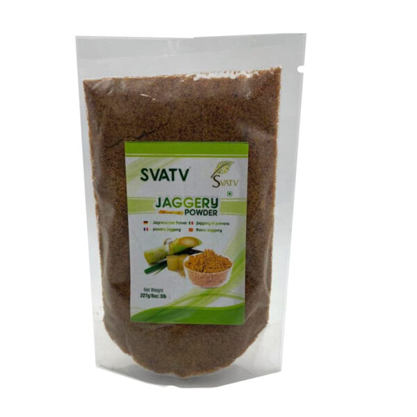 689465963ff05f89aa82655455dfc545a8056ceb0b92f9634f476.jpg SVATV Jaggery Powder, Hand Crushed Gur Powder | Natural Sweetener | Brown Sugar | Indian Sugar Cane Substitute | No Preservatives Added | No Artificial Flavors - 227g 8oz Half Pound