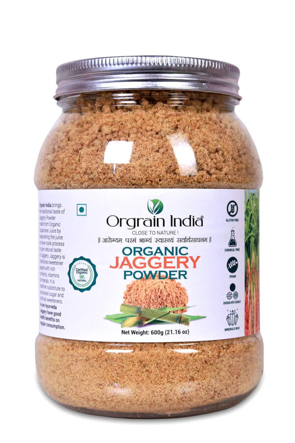 Orgrain India Organic Jaggery Powder 21.16 Oz | Hand Crushed Gur Powder | Organically Grown | No Preservatives Added | No Artificial Flavors