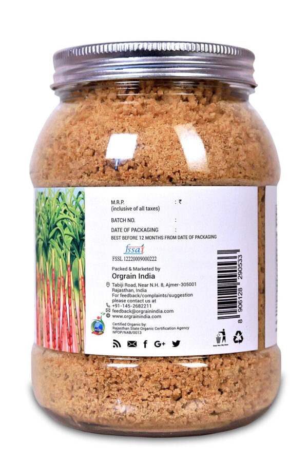 Orgrain India Organic Jaggery Powder 21.16 Oz | Hand Crushed Gur Powder | Organically Grown | No Preservatives Added | No Artificial Flavors