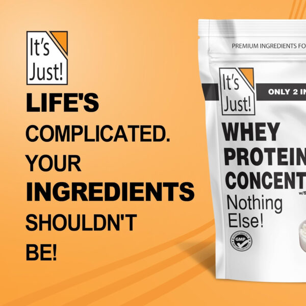 It's Just! - 100% Whey Protein Concentrate, Made in USA, RBST/rBGH Hormone Free, Premium WPC-80, No Added Flavors or Artificial Sweeteners (1.25 Pound, Unflavored)
