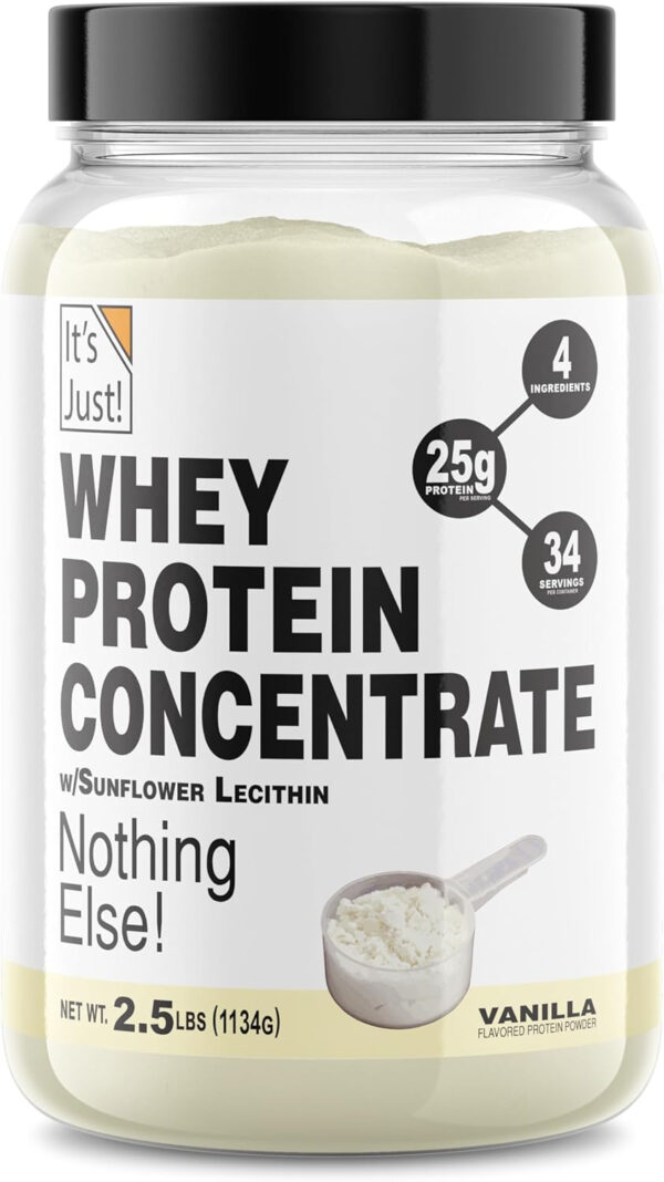 It's Just! - 100% Whey Protein Concentrate, Made in USA, RBST/rBGH Hormone Free, Premium WPC-80, No Added Flavors or Artificial Sweeteners (1.25 Pound, Unflavored)