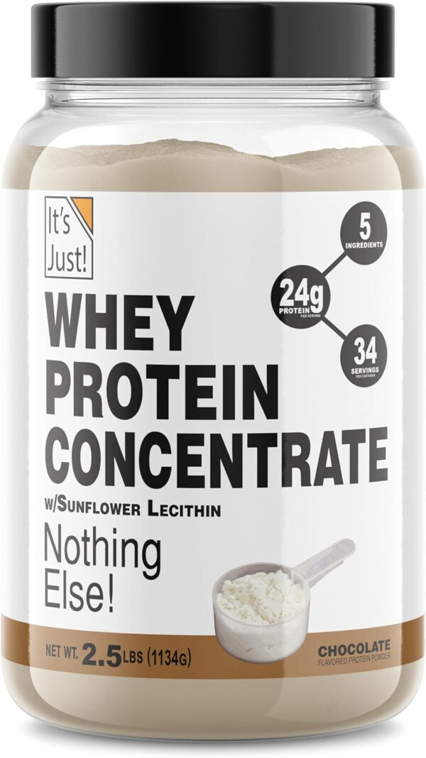 It's Just! - 100% Whey Protein Concentrate, Made in USA, RBST/rBGH Hormone Free, Premium WPC-80, No Added Flavors or Artificial Sweeteners (1.25 Pound, Unflavored)