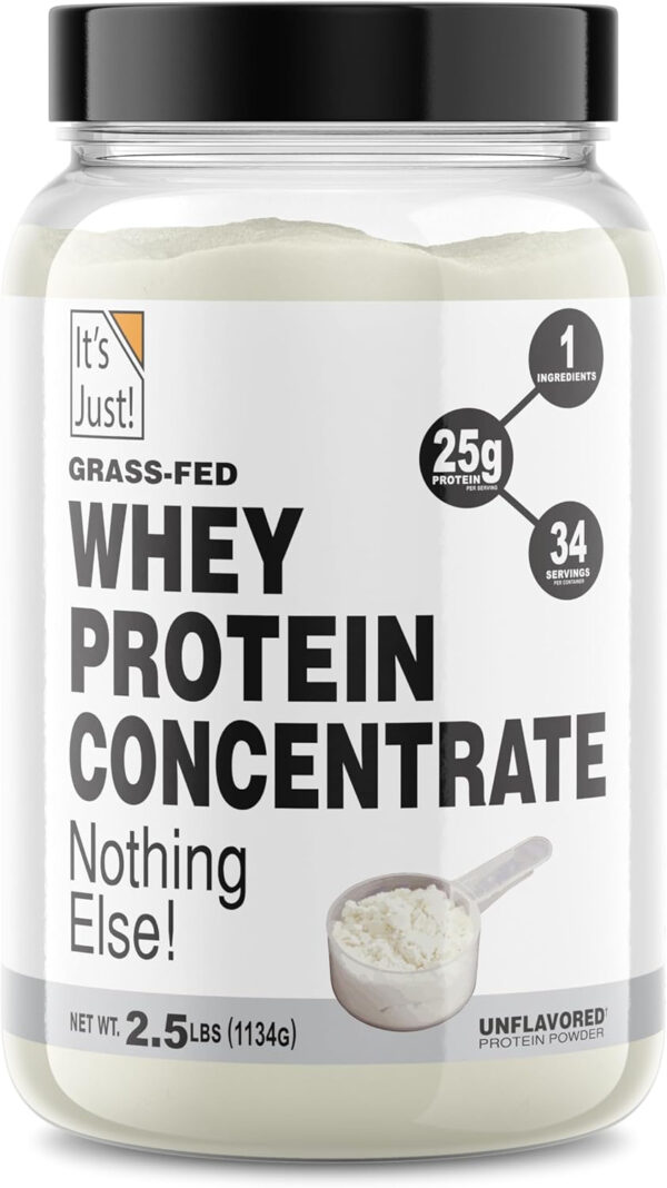 It's Just! - 100% Whey Protein Concentrate, Made in USA, RBST/rBGH Hormone Free, Premium WPC-80, No Added Flavors or Artificial Sweeteners (1.25 Pound, Unflavored)