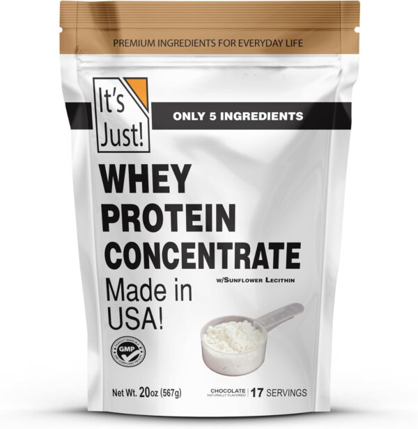 It's Just! - 100% Whey Protein Concentrate, Made in USA, RBST/rBGH Hormone Free, Premium WPC-80, No Added Flavors or Artificial Sweeteners (1.25 Pound, Unflavored)