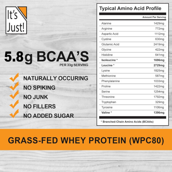 It's Just! - 100% Whey Protein Concentrate, Made in USA, RBST/rBGH Hormone Free, Premium WPC-80, No Added Flavors or Artificial Sweeteners (1.25 Pound, Unflavored)