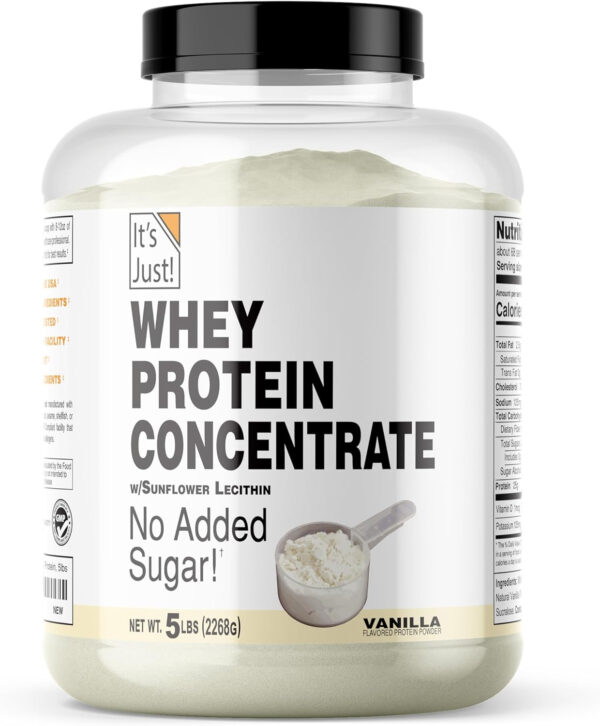 It's Just! - 100% Whey Protein Concentrate, Made in USA, RBST/rBGH Hormone Free, Premium WPC-80, No Added Flavors or Artificial Sweeteners (1.25 Pound, Unflavored)