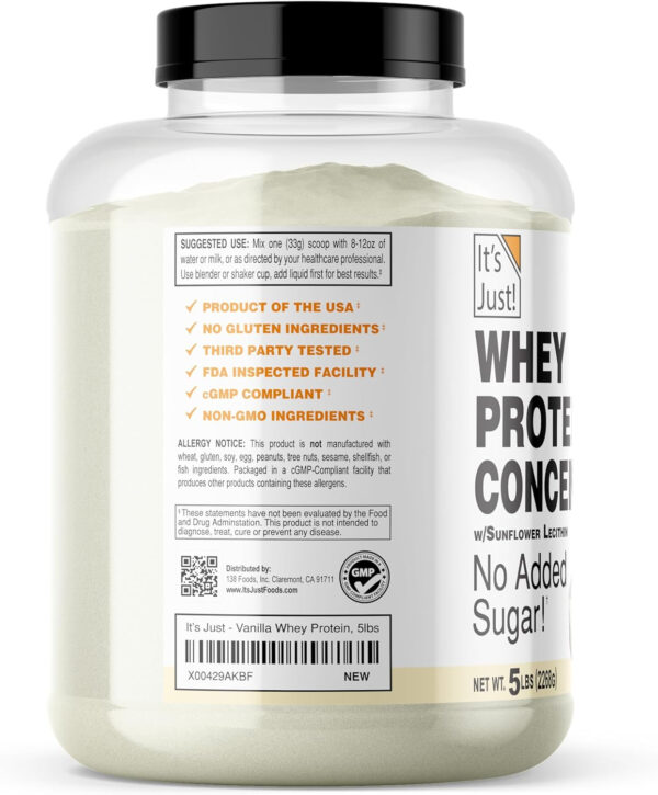 It's Just! - 100% Whey Protein Concentrate, Made in USA, RBST/rBGH Hormone Free, Premium WPC-80, No Added Flavors or Artificial Sweeteners (1.25 Pound, Unflavored)