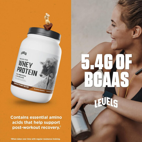 Levels Grass Fed Whey Protein Powder, No Artificials, 25G of Protein, Unflavored, 5LB