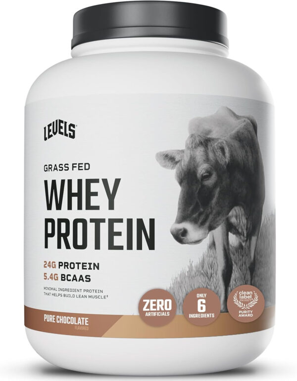 Levels Grass Fed Whey Protein Powder, No Artificials, 25G of Protein, Unflavored, 5LB