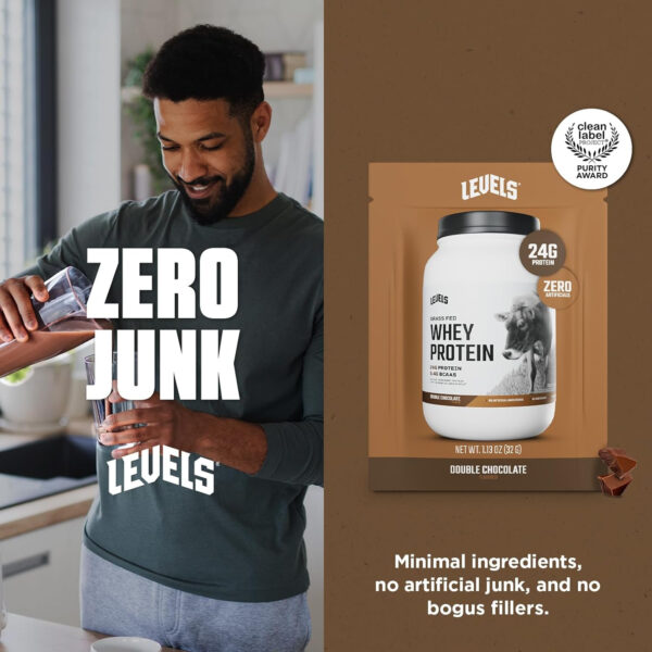 Levels Grass Fed Whey Protein Powder, No Artificials, 25G of Protein, Unflavored, 5LB