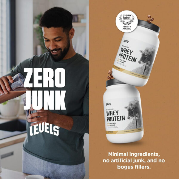 Levels Grass Fed Whey Protein Powder, No Artificials, 25G of Protein, Unflavored, 5LB