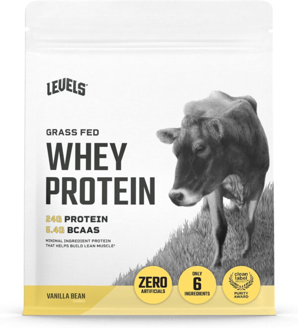 Levels Grass Fed Whey Protein Powder, No Artificials, 25G of Protein, Unflavored, 5LB