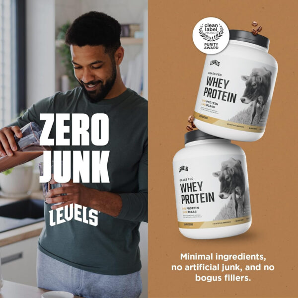 Levels Grass Fed Whey Protein Powder, No Artificials, 25G of Protein, Unflavored, 5LB