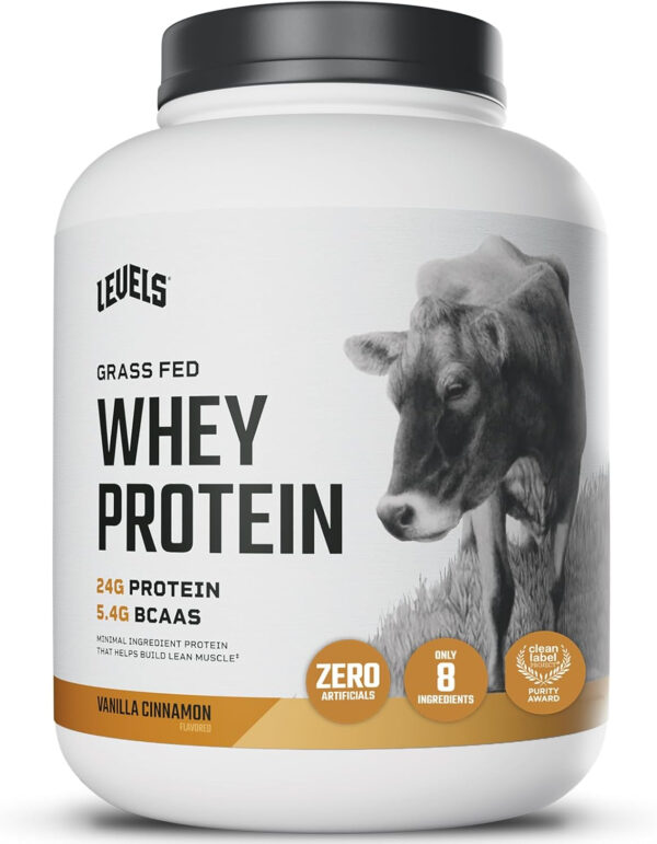 Levels Grass Fed Whey Protein Powder, No Artificials, 25G of Protein, Unflavored, 5LB