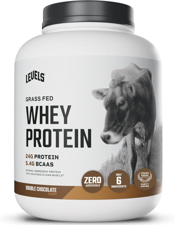 Levels Grass Fed Whey Protein Powder, No Artificials, 25G of Protein, Unflavored, 5LB